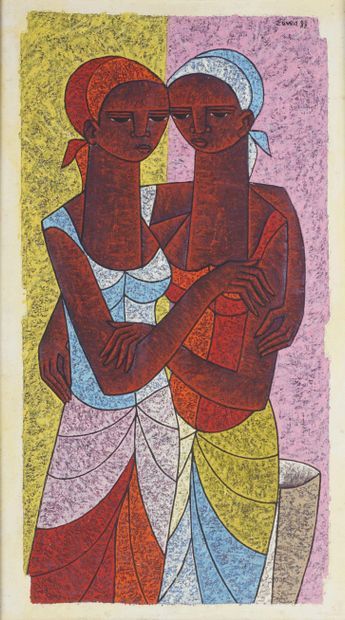 NKUTU A ZOWA, Matadi, 1939 – DRC, 2006 
Sans titre (Les femmes). Huile sur toile....