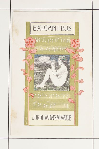 Enrique MOYA MARTI (XIXth-XXth) aka Enrich MOYA 2 ex-libris (bookplates) for Jordi...