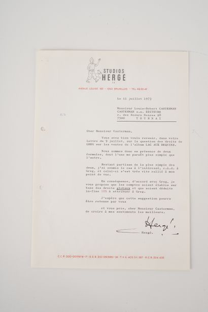 HERGÉ, Georges Remi dit (1907-1983) Letter signed by Hergé 1973