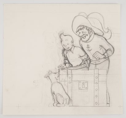 HERGÉ, Georges Remi dit (1907-1983) Hergé et Studios Hergé, dessin crayonné représentant...
