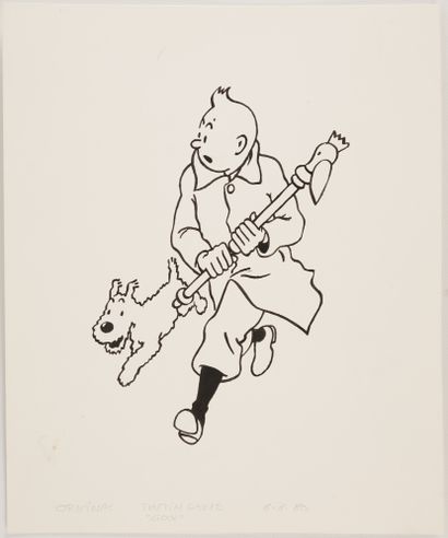 HERGÉ, Georges Remi dit (1907-1983) Studios Hergé, dessin de Tintin, inspiré d’une...