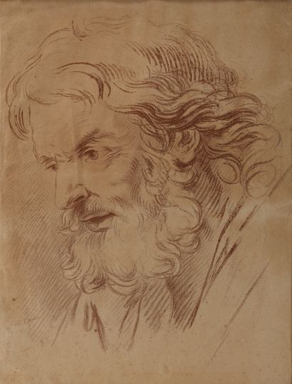 Carle VAN LOO (1705-1765) Etude de tête d'homme. Gravure en Manière de crayon. 49.5...