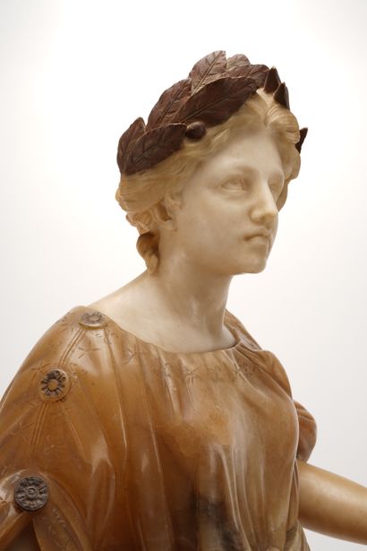 Giuseppe BESSI (1857-1922) Allégorie de l'Inspiration. Sculpture en pierre et albâtre....