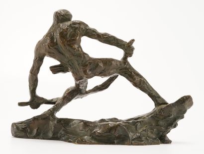 Pierre LE FAGUAYS (1892-1962) L'archer. Bronze à patine brune nuancée médaille.....
