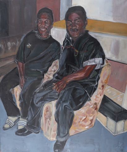 Dylan ASARE (1997), Ghana "Sofa". acrylique sur toile. 120 x 100,5 cm. signé et daté...