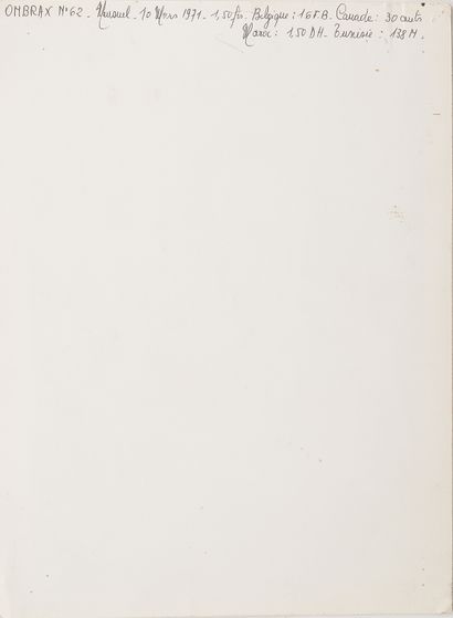 FRISANO Jean (1927- 1987) Couverture pour OMBRAX n° 62, encre de chine sur carton...