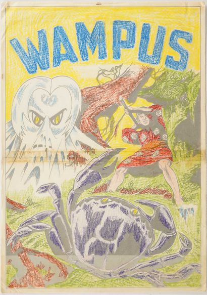 BERNASCONI Luciano (1939) Couverture originale pour WAMPUS n° 5, encre de chine avec...