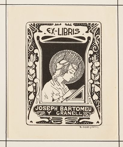 Ramón CASALS VERNIS (1860-1920) 1 ex-libris (bookplate) for Joseph Bartomeu y Gr...