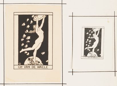 Armand RELS (1874-1951) 5 ex-libris (bookplate) for Charles Van de Waele.