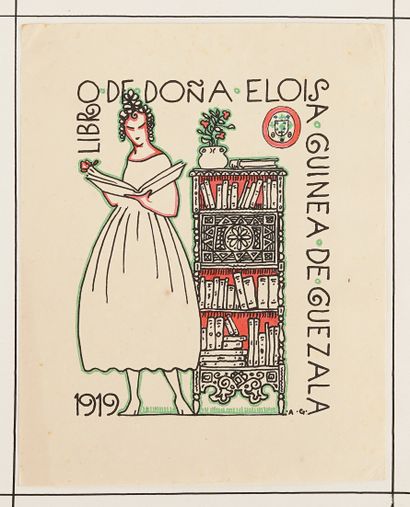 Antonio DE GUEZALA (1889-1956) 4 ex-libris (bookplate) for several members of Guezala's...