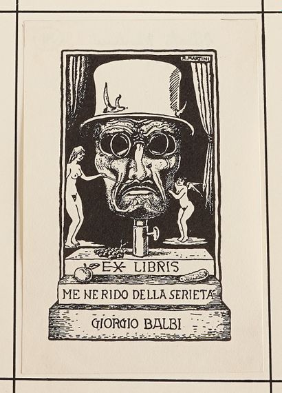 Alberto MARTINI (1876-1954) 2 ex-libris (bookplate) for Balbi.