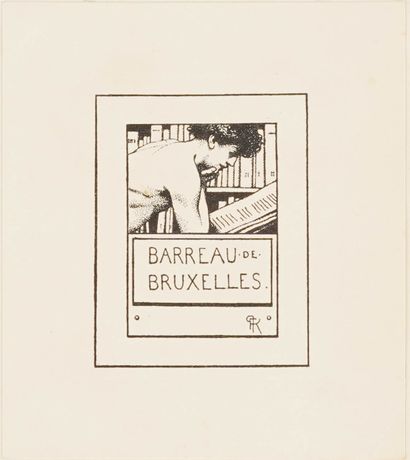 Fernand KHNOPFF (1858-1921) 1 ex-libris (bookplate) for "Barreau de Bruxelles" (10,6...