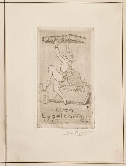 Léon EYGELSHOVEN (1882-1967) 8 ex-libris (bookplate) for himself. (Erotica)