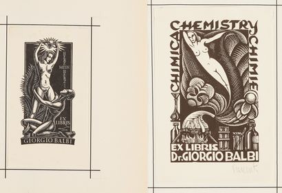 Bruno BRAMANTI (1897-1957) 1 ex-libris (bookplate) for Giorgio BALBI + 2 bookplates...