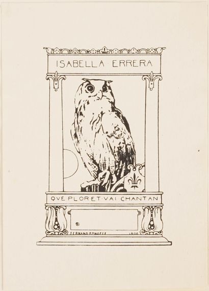 Fernand KHNOPFF (1858-1921) 2 ex-libris (bookplate) for Isabella Errera, 1906.
