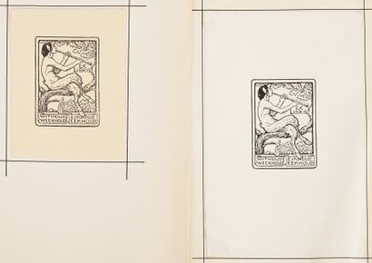 Marguerite CALLET-CARCANO (XX) 2 ex-libris (bookplate) for "Ecole Normale Emil André...