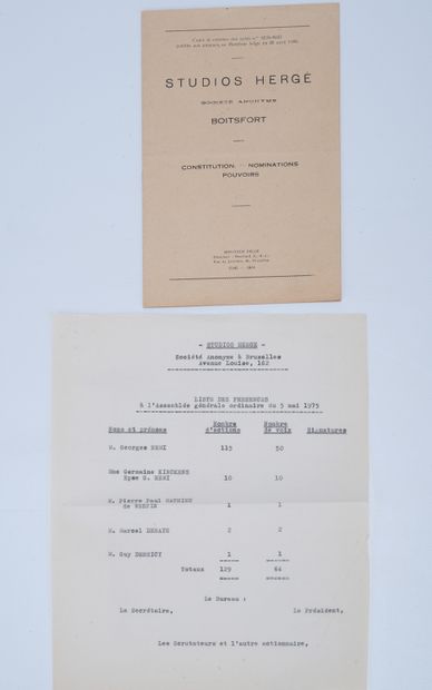 HERGÉ, Georges Remi dit (1907-1983) Documents Studios Hergé et Les Editions du Lombard...