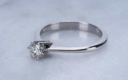 Bague or et diamants Ring in 18ct white gold, diamond +-0.25ct, 3.26g.