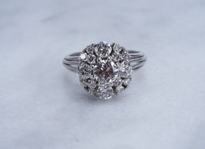 Bague, or et diamants 18K white gold ring set with diamonds, gross weight: 4.34g...