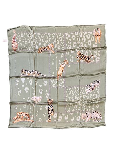 CARTIER Silk scarf, savannah motif. 90 x 90 cm. Box and certificate.