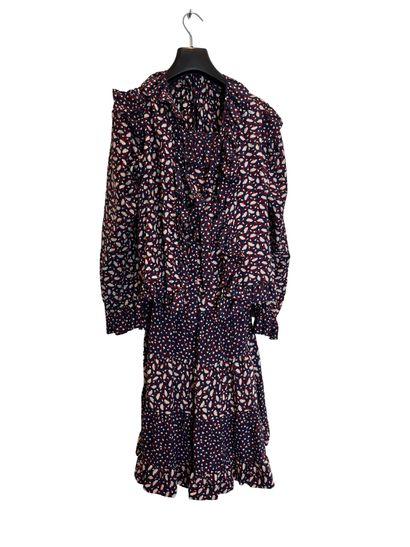 Yves Saint Laurent Set of a dress and a vest with plant motifs, passementerie belt...