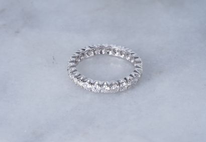 Alliance, or et diamants Ring, American wedding band, diamonds (25) +-1.50ct F, G...