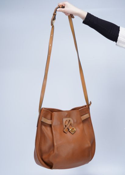 DELVAUX Brown leather Delvaux bag. 33 x 35.5cm. With Delvaux mirror and Dustbag.