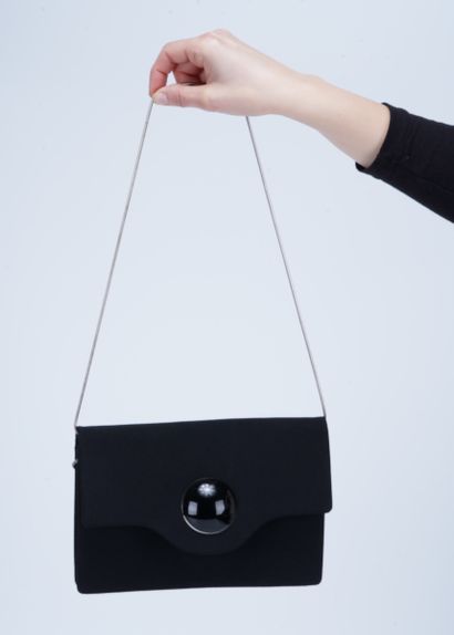 Christian Dior Christian Dior evening clutch handbag in black fabric, snap closure...