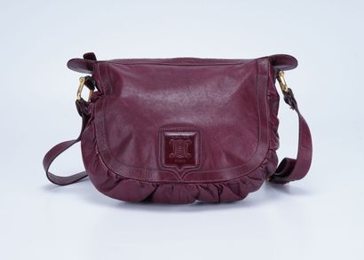 Céline Céline handbag in burgundy leather, embossed logo, Céline Paris, Made in Italy,...