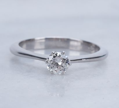 Bague or et diamants Ring in 18ct white gold, diamond +-0.25ct, 3.26g.