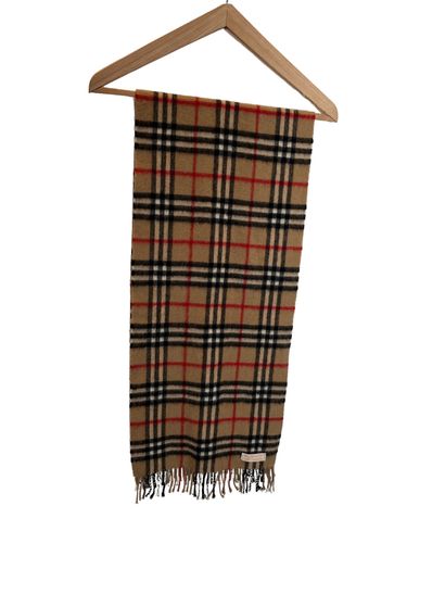 Burberry Scarf with famous check pattern, pure cashmere, Burberry of London. Used...