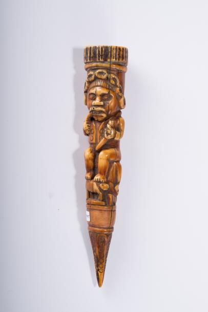 Kongo (Congo), Base de sceptre, ivoire sculpté,...