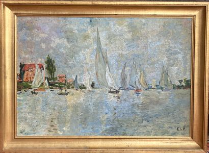 Claude Monet 
D'après Claude MONET 1840-1926 Régate à Argenteuil Ecole française... Gazette Drouot