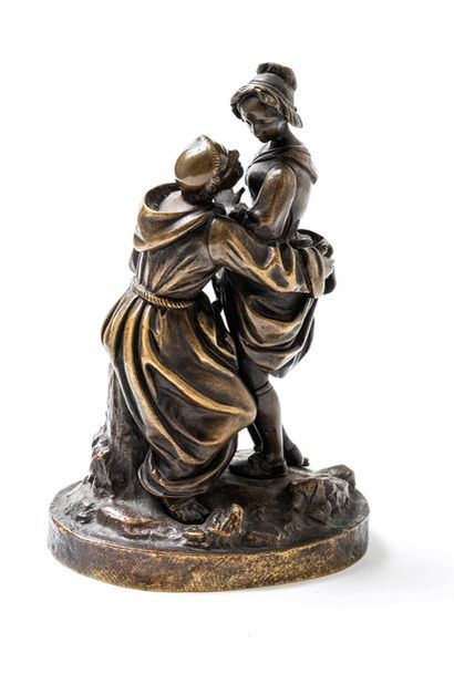 null [Artiste non identifié]. Le Moine galant, fin du XIXe siècle. Bronze patiné,...
