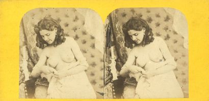 null [Photographe non identifiés]. Études de nus, courtisanes, vers 1880. 16 épreuves...