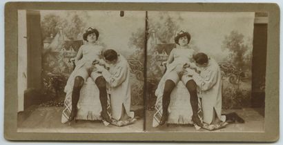 null [Photographe non identifié]. Études de nus et pornographies, 1890-1910. 9 épreuves...