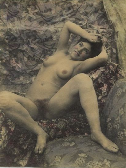null Vincenzo GALDI (1871-1961). Étude de nu, 1890-1900. Épreuve rehaussée sur papier...