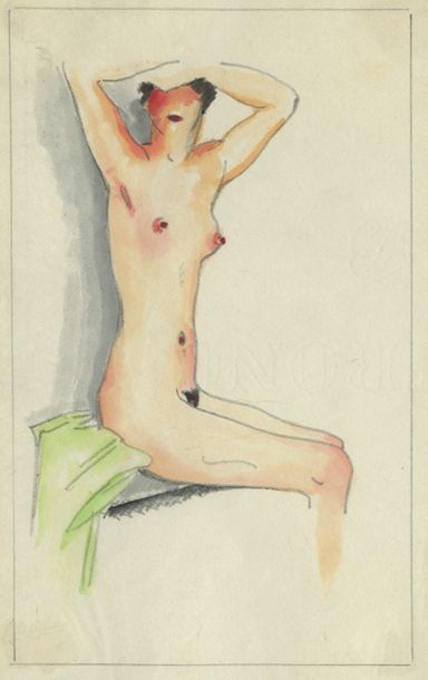 null Erika PLEHN (1904-1988). Intimités, Berlin, 1926. Leporello constitué de 4 aquarelles,...