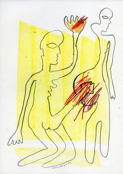 null Martina KÜGLER (1945-2017). Sang pour sang, 2002-2003. 4 dessins au crayon,...