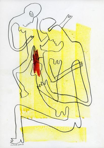 null Martina KÜGLER (1945-2017). Sang pour sang, 2002-2003. 4 dessins au crayon,...