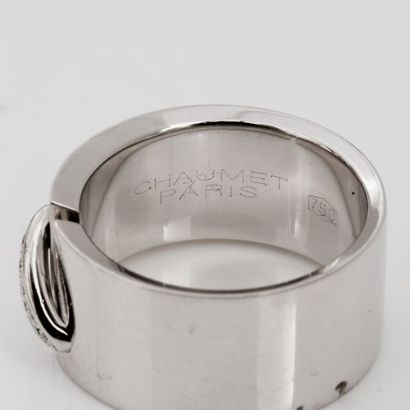 null CHAUMET, Ring in white gold, 750 MM, crossed by a diamond line, cut: 53, weight:...