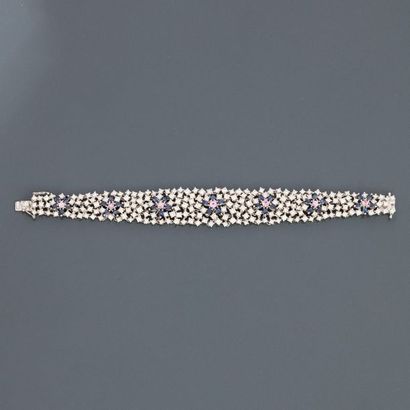 null Movement bracelet in white gold, 750 MM, identical, total diamonds: about 10...