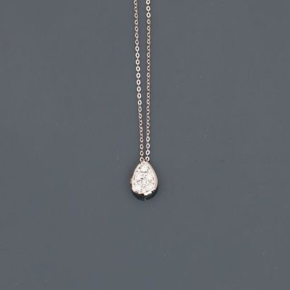 null Chain and piriform pendant in white gold, 750 MM, decorated with twelve diamonds,...
