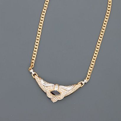 null Necklace in yellow and white gold, 750 MM, centred on a large motif covered...