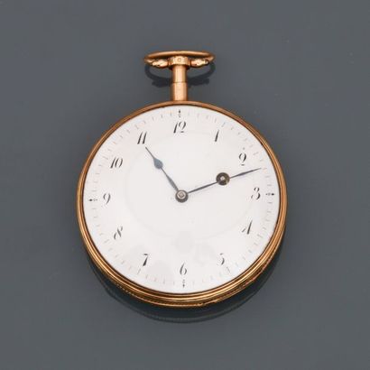 null Yellow gold pocket watch, 750 MM, with quarter and hour repeater, sold with...
