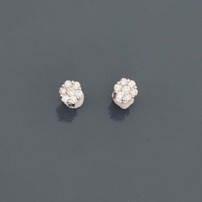 null Boutons d'oreilles en fleur d'or gris, 750 MM, recouvertes de diamants, total...
