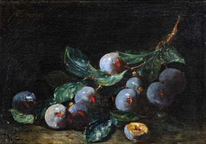 null Paul FORET (XIXe)

Paire de nature morte de fruits : pêches et raisin,

prunes

Huile...