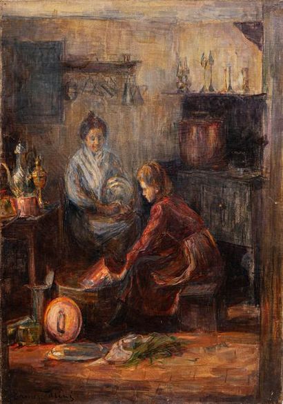 null Eugène Ferdinand PARISY

(XIXe siècle)

Dans la cuisine

Huile sur toile

Signée...