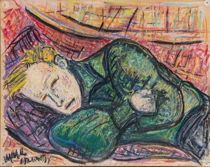 null Maurice Léonce SAVIN (1905-1978) Jeune homme endormi

Pastel sur papier

Monogrammé...