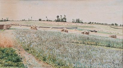 null Jean Baptiste MILLET

(1831-1906)

Le champs moissonné

Aquarelle

15 x 27,5...